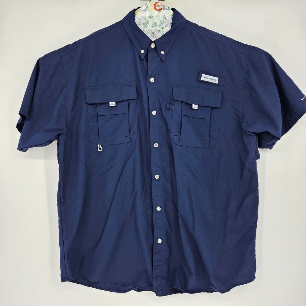 Columbia Shirt Mens XL Bahama Vented Fishing Omni Shade Button Down Blue
